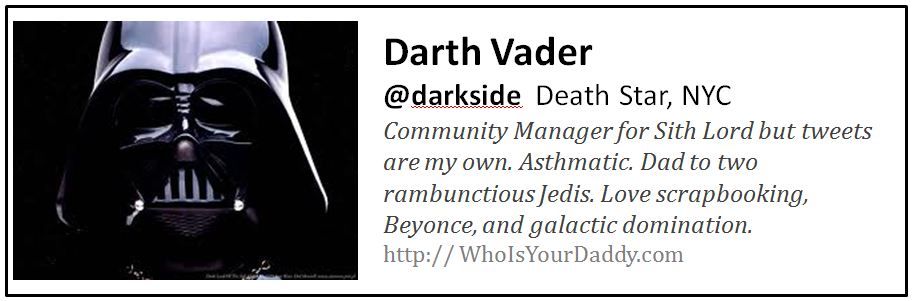 darth vader twitter account clever twitter bios