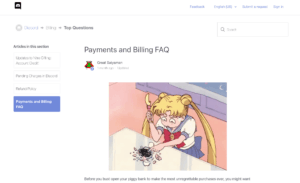 an example of Discord's support docs and accompanying Sailor Moon GIFs